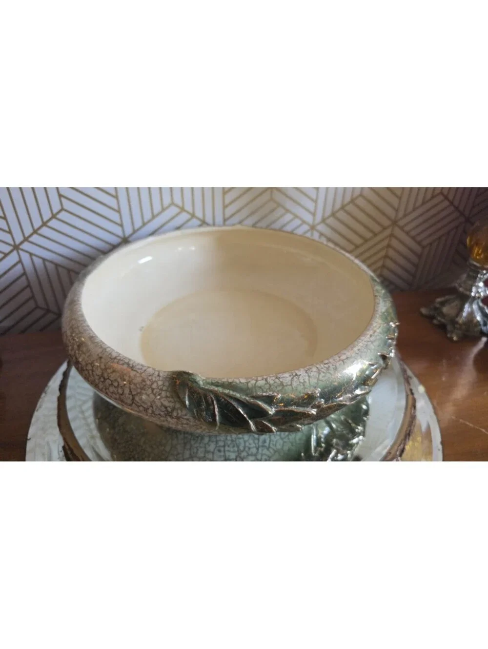 Vintage 1950s McCoy 444 Grecian Centerpiece Bowl/Planter 24K Gold EUC 12